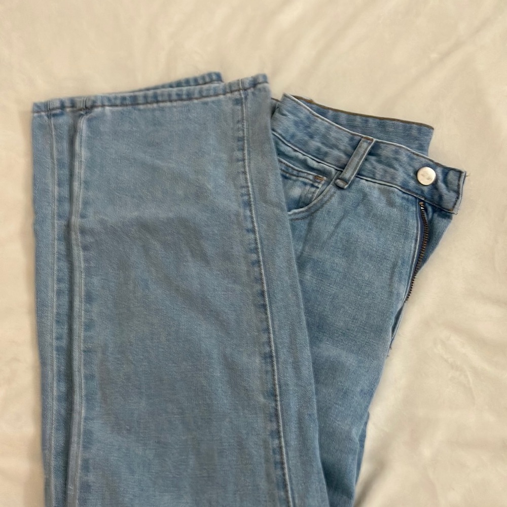 Light blue straight legged jeans